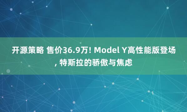 开源策略 售价36.9万! Model Y高性能版登场, 特斯拉的骄傲与焦虑