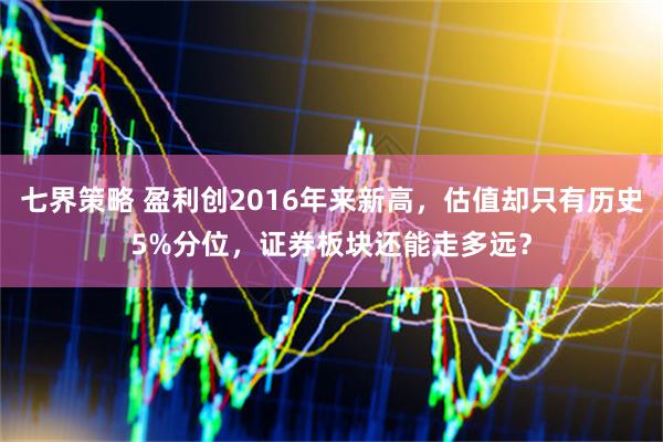七界策略 盈利创2016年来新高，估值却只有历史5%分位，证券板块还能走多远？