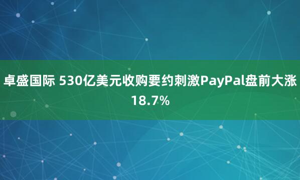 卓盛国际 530亿美元收购要约刺激PayPal盘前大涨18.7%